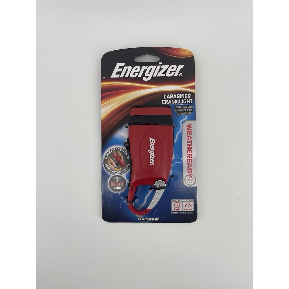 Energizer Crank LED Flashlight Carabiner Emergency Light No Battery New